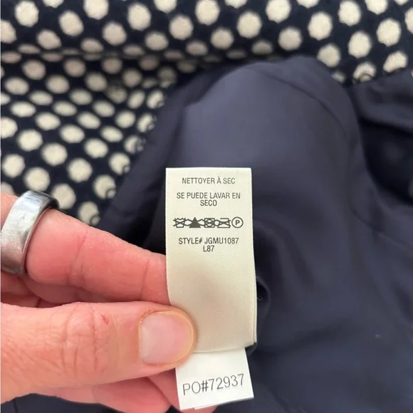 Juicy Couture Y2K Navy Cream Wool Blend Polka Dot Peacoat Cropped Preppy Small - Picture 10 of 10